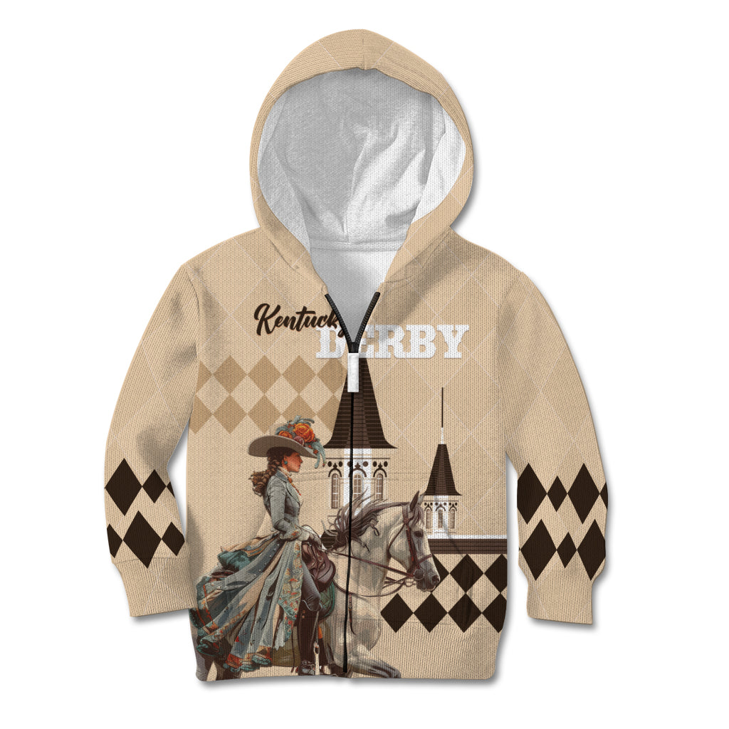 Personalized Kentucky Horse Racing Kid Hoodie Derby Lady Riding Horse Twin Spires - Wonder Print Shop