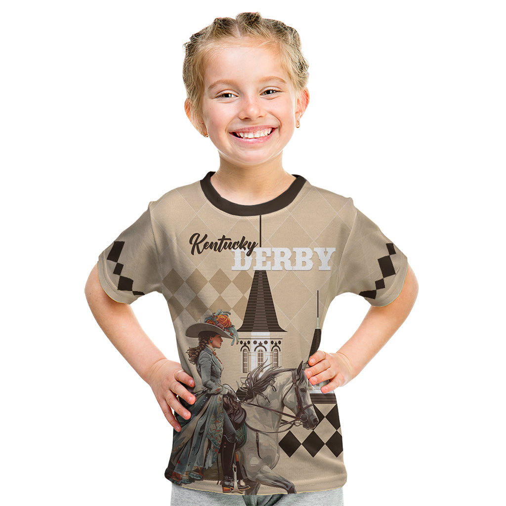 Personalized Kentucky Horse Racing Kid T Shirt Derby Lady Riding Horse Twin Spires - Wonder Print Shop