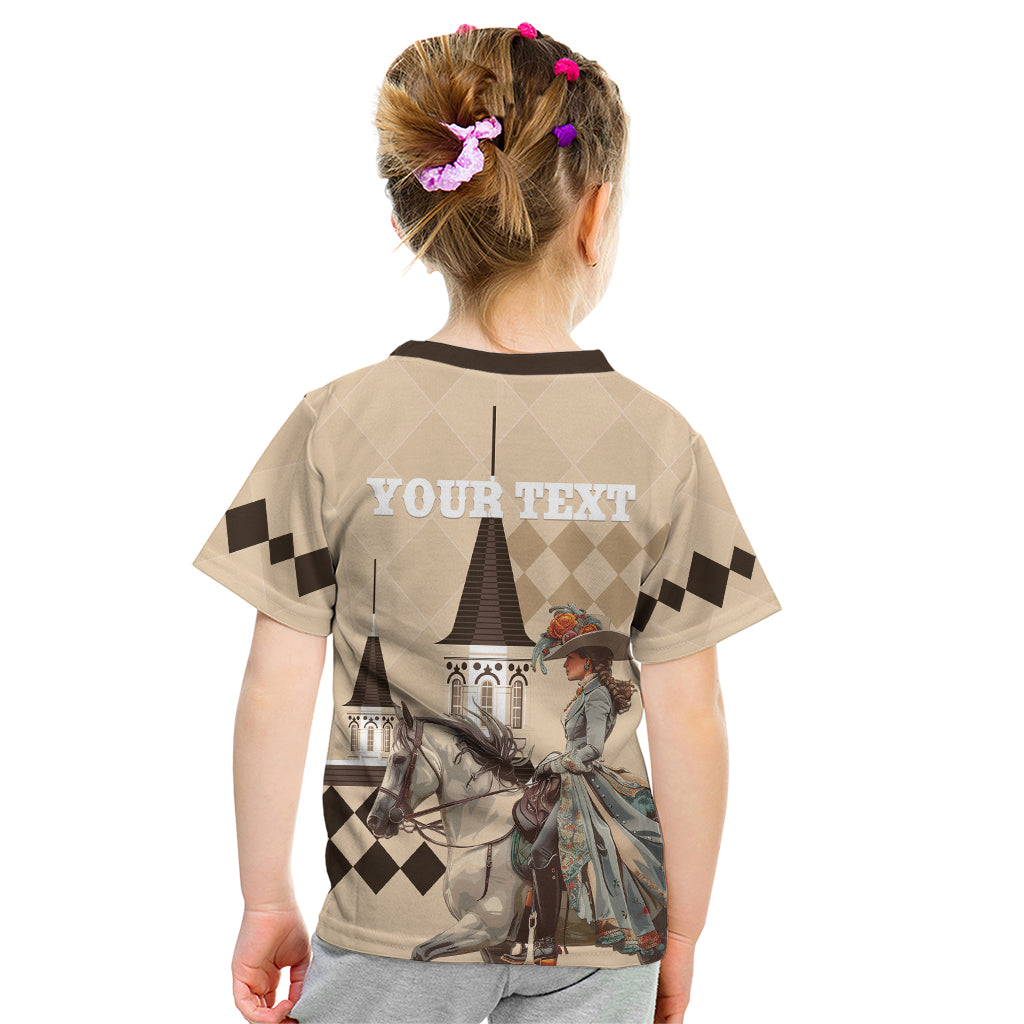 Personalized Kentucky Horse Racing Kid T Shirt Derby Lady Riding Horse Twin Spires - Wonder Print Shop