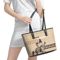 Kentucky Horse Racing Leather Tote Bag Derby Lady Riding Horse Twin Spires - Wonder Print Shop