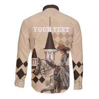 Personalized Kentucky Horse Racing Long Sleeve Button Shirt Derby Lady Riding Horse Twin Spires - Wonder Print Shop