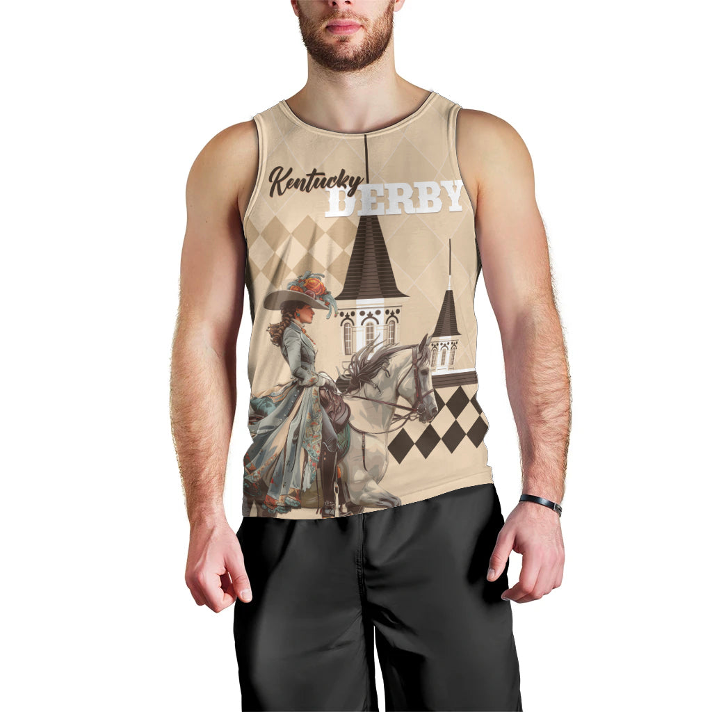 Personalized Kentucky Horse Racing Men Tank Top Derby Lady Riding Horse Twin Spires - Wonder Print Shop