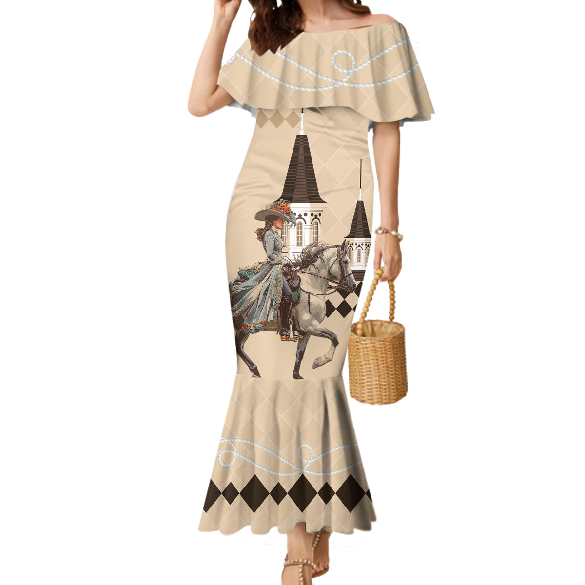 Personalized Kentucky Horse Racing Mermaid Dress Derby Lady Riding Horse Twin Spires - Wonder Print Shop