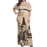 Personalized Kentucky Horse Racing Off Shoulder Maxi Dress Derby Lady Riding Horse Twin Spires - Wonder Print Shop
