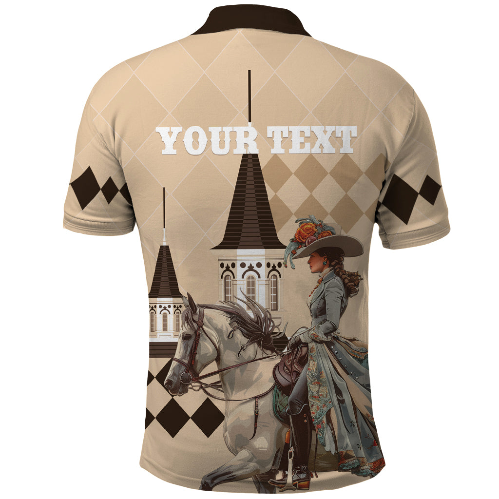 Personalized Kentucky Horse Racing Polo Shirt Derby Lady Riding Horse Twin Spires - Wonder Print Shop