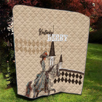 Kentucky Horse Racing Quilt Derby Lady Riding Horse Twin Spires - Wonder Print Shop