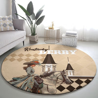 Kentucky Horse Racing Round Carpet Derby Lady Riding Horse Twin Spires