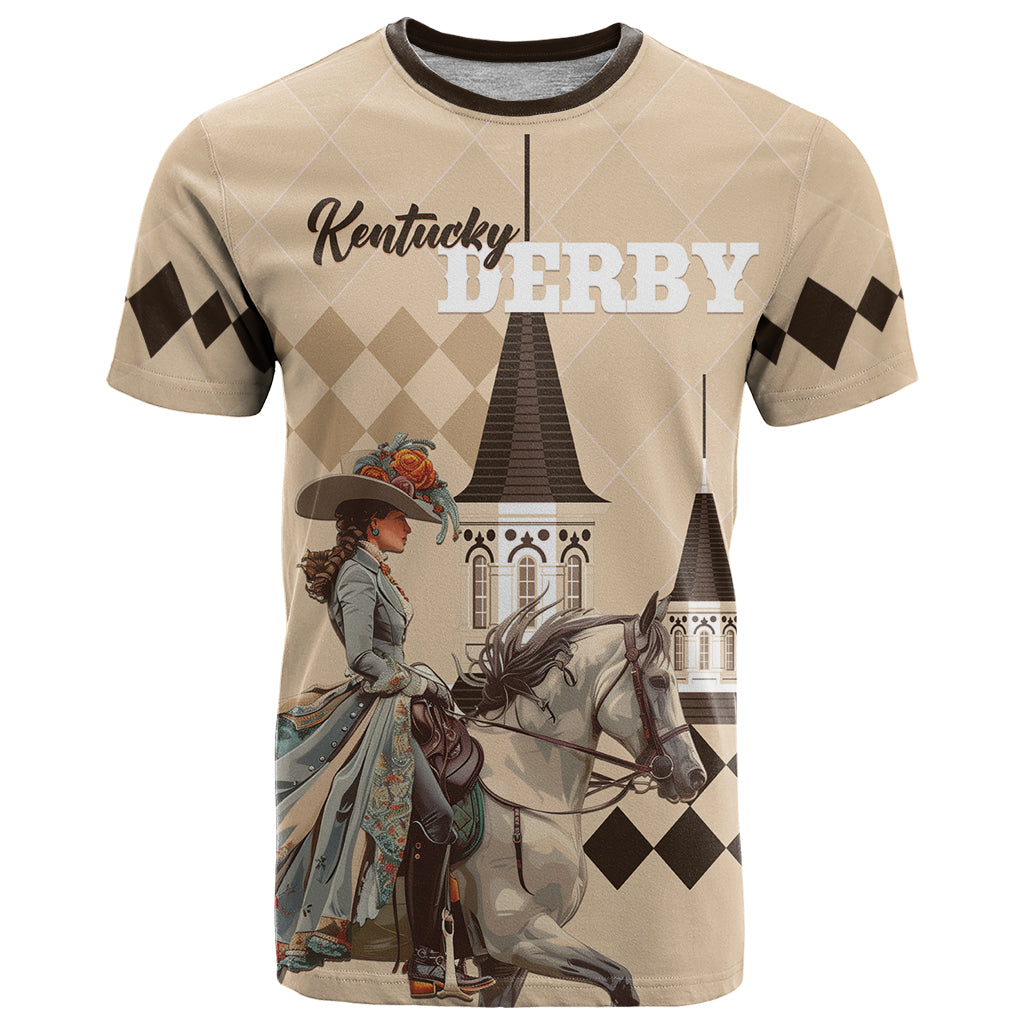 Personalized Kentucky Horse Racing T Shirt Derby Lady Riding Horse Twin Spires - Wonder Print Shop