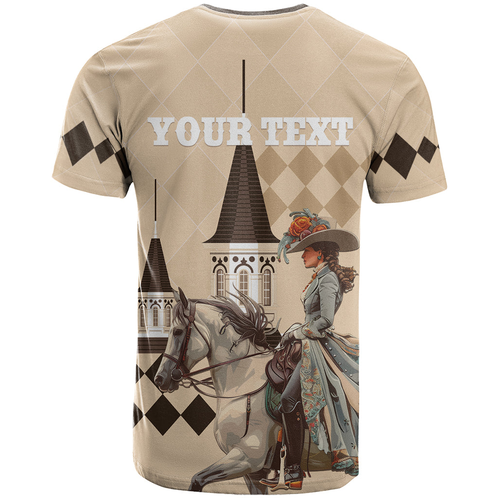 Personalized Kentucky Horse Racing T Shirt Derby Lady Riding Horse Twin Spires - Wonder Print Shop