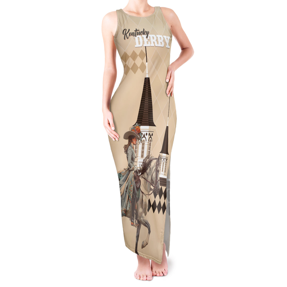 Personalized Kentucky Horse Racing Tank Maxi Dress Derby Lady Riding Horse Twin Spires - Wonder Print Shop