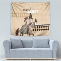 Kentucky Horse Racing Tapestry Derby Lady Riding Horse Twin Spires - Wonder Print Shop