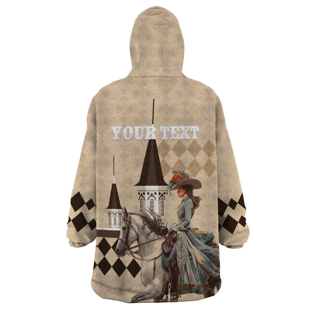 Personalized Kentucky Horse Racing Wearable Blanket Hoodie Derby Lady Riding Horse Twin Spires - Wonder Print Shop