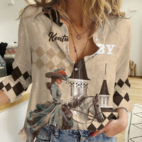 Personalized Kentucky Horse Racing Women Casual Shirt Derby Lady Riding Horse Twin Spires - Wonder Print Shop