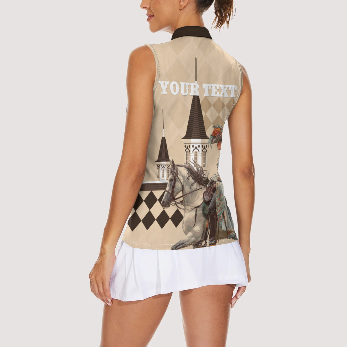 Personalized Kentucky Horse Racing Women Sleeveless Polo Shirt Derby Lady Riding Horse Twin Spires - Wonder Print Shop