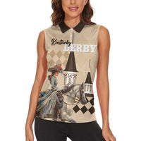 Personalized Kentucky Horse Racing Women Sleeveless Polo Shirt Derby Lady Riding Horse Twin Spires - Wonder Print Shop