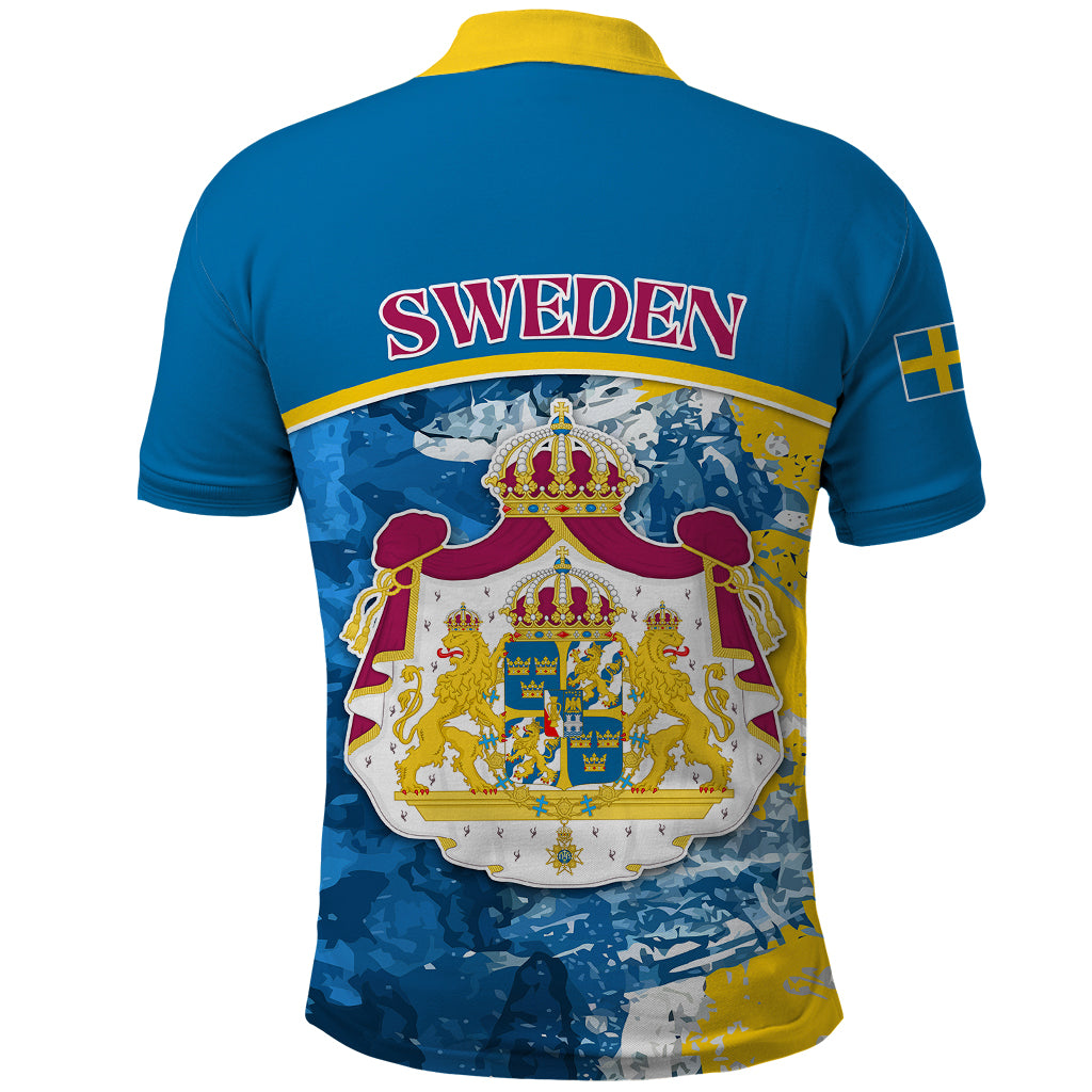 Sweden Polo Shirt Swedish Lion With Coat Of Arms - Wonder Print Shop