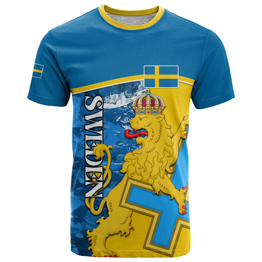 Sweden T Shirt Swedish Lion With Coat Of Arms - Wonder Print Shop