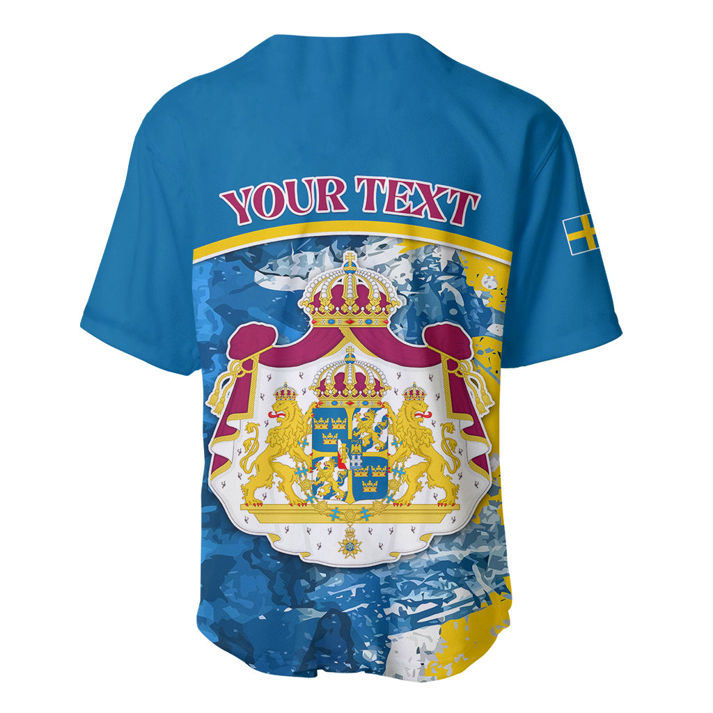 Custom Sweden Baseball Jersey Swedish Lion With Coat Of Arms - Wonder Print Shop