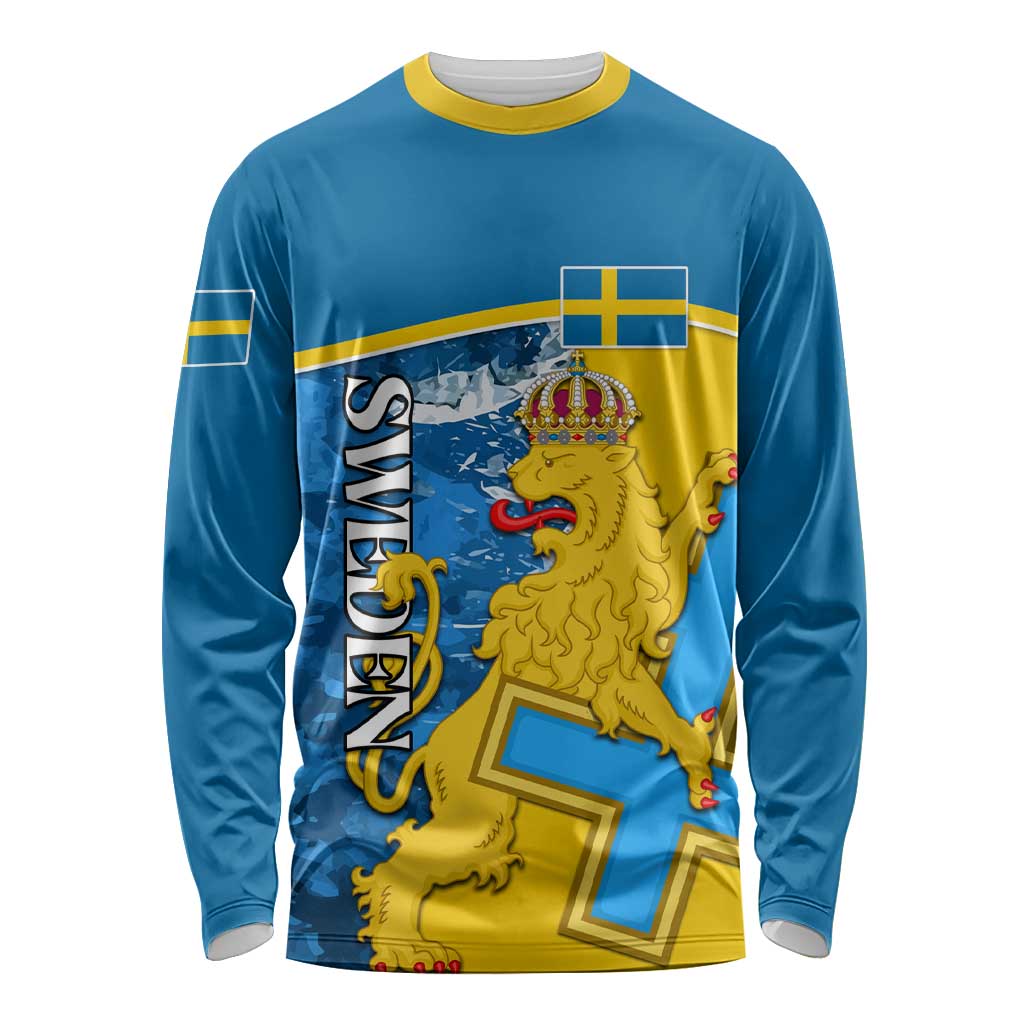 Custom Sweden Long Sleeve Shirt Swedish Lion With Coat Of Arms LT01