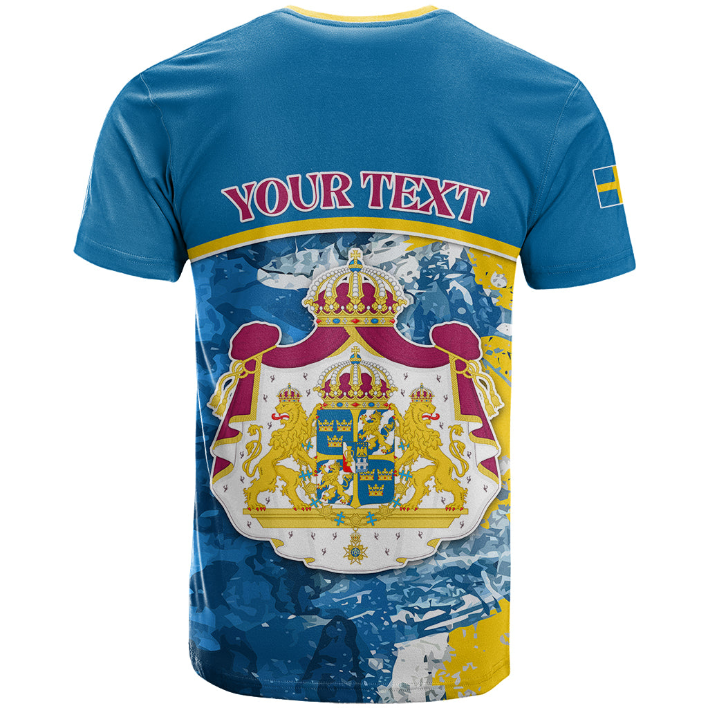 Custom Sweden T Shirt Swedish Lion With Coat Of Arms - Wonder Print Shop