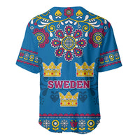 Sweden Baseball Jersey Swedish Three Crown Mix Scandinavian Flowers - Wonder Print Shop