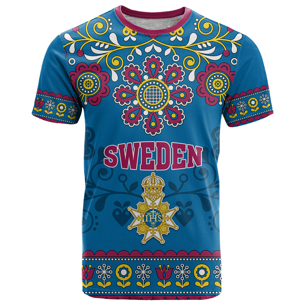 Sweden T Shirt Swedish Three Crown Mix Scandinavian Flowers - Wonder Print Shop