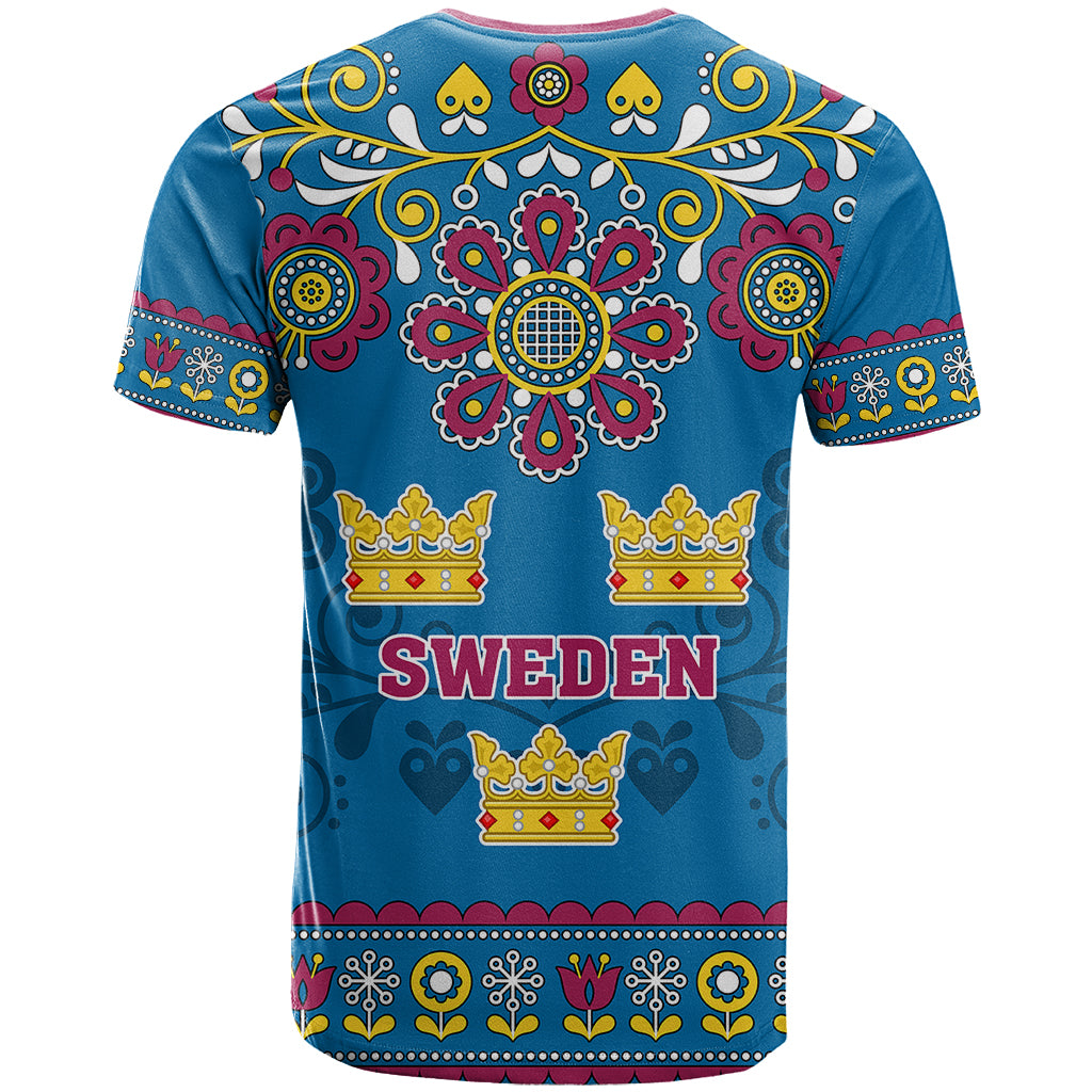 Sweden T Shirt Swedish Three Crown Mix Scandinavian Flowers - Wonder Print Shop
