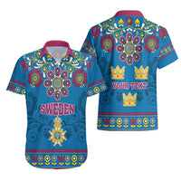 Custom Sweden Hawaiian Shirt Swedish Three Crown Mix Scandinavian Flowers - Wonder Print Shop