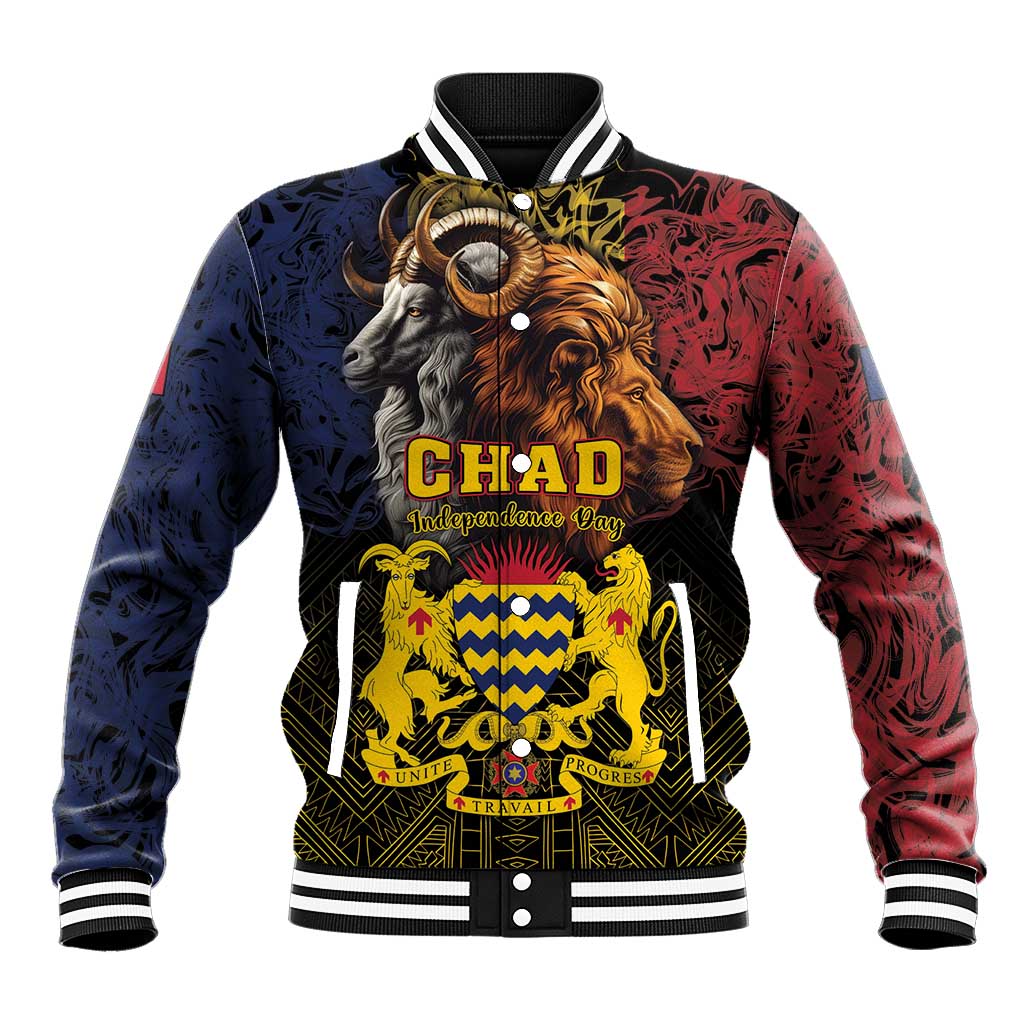 Chad Independence Day 1960 Baseball Jacket Tchad Goat and Lion African Pattern - Wonder Print Shop
