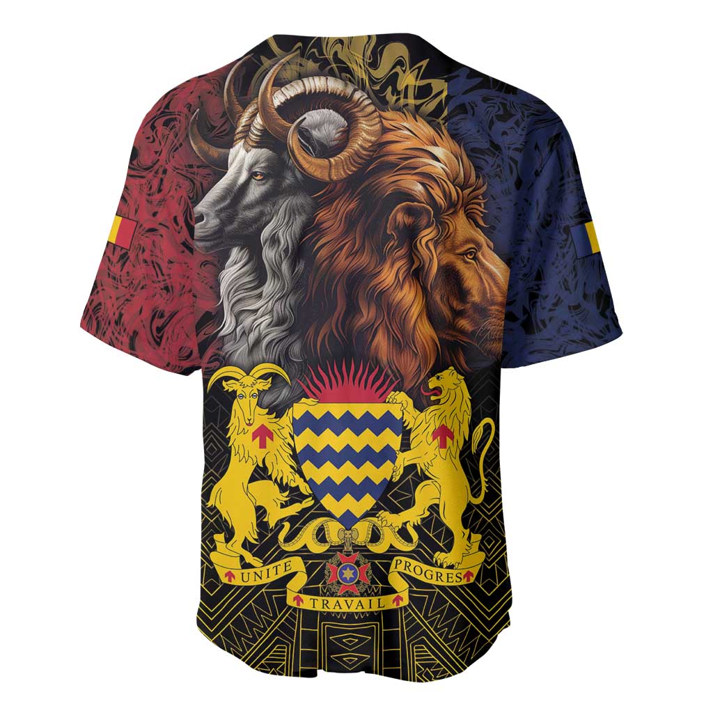Chad Independence Day 1960 Baseball Jersey Tchad Goat and Lion African Pattern - Wonder Print Shop