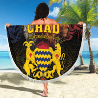 Chad Independence Day 1960 Beach Blanket Tchad Goat and Lion African Pattern - Wonder Print Shop