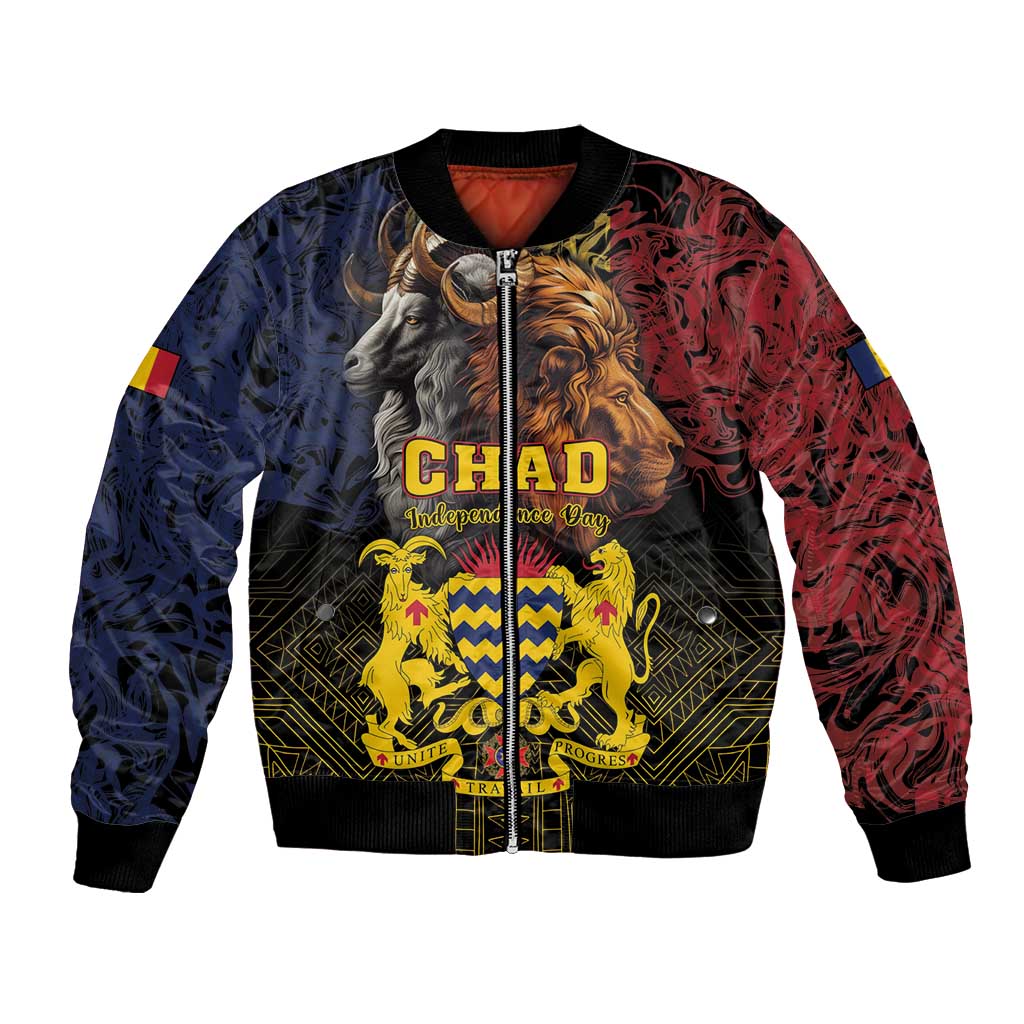Chad Independence Day 1960 Bomber Jacket Tchad Goat and Lion African Pattern - Wonder Print Shop