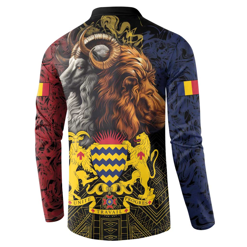 Chad Independence Day 1960 Button Sweatshirt Tchad Goat and Lion African Pattern - Wonder Print Shop
