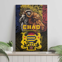 Chad Independence Day 1960 Canvas Wall Art Tchad Goat and Lion African Pattern - Wonder Print Shop