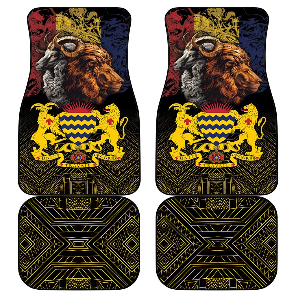 Chad Independence Day 1960 Car Mats Tchad Goat and Lion African Pattern - Wonder Print Shop