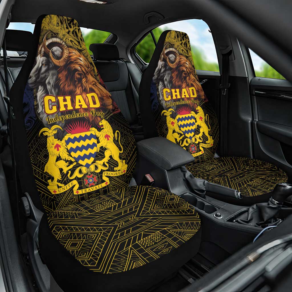 Chad Independence Day 1960 Car Seat Cover Tchad Goat and Lion African Pattern - Wonder Print Shop