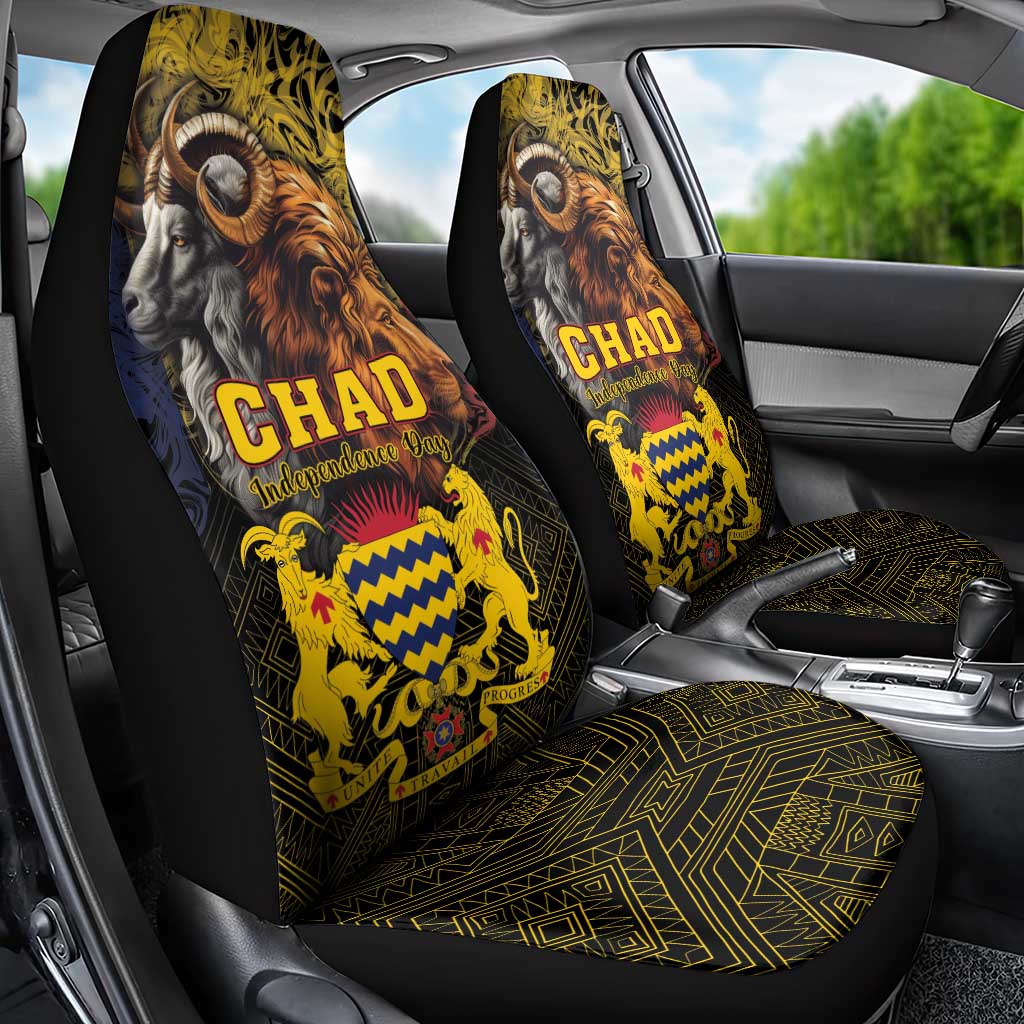 Chad Independence Day 1960 Car Seat Cover Tchad Goat and Lion African Pattern - Wonder Print Shop