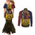 Chad Independence Day 1960 Couples Matching Mermaid Dress and Long Sleeve Button Shirt Tchad Goat and Lion African Pattern