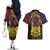 Chad Independence Day 1960 Couples Matching Off The Shoulder Long Sleeve Dress and Hawaiian Shirt Tchad Goat and Lion African Pattern - Wonder Print Shop