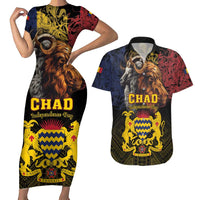 Chad Independence Day 1960 Couples Matching Short Sleeve Bodycon Dress and Hawaiian Shirt Tchad Goat and Lion African Pattern - Wonder Print Shop