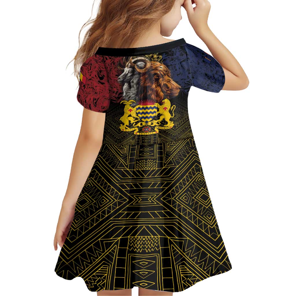 Chad Independence Day 1960 Family Matching Long Sleeve Bodycon Dress and Hawaiian Shirt Tchad Goat and Lion African Pattern - Wonder Print Shop