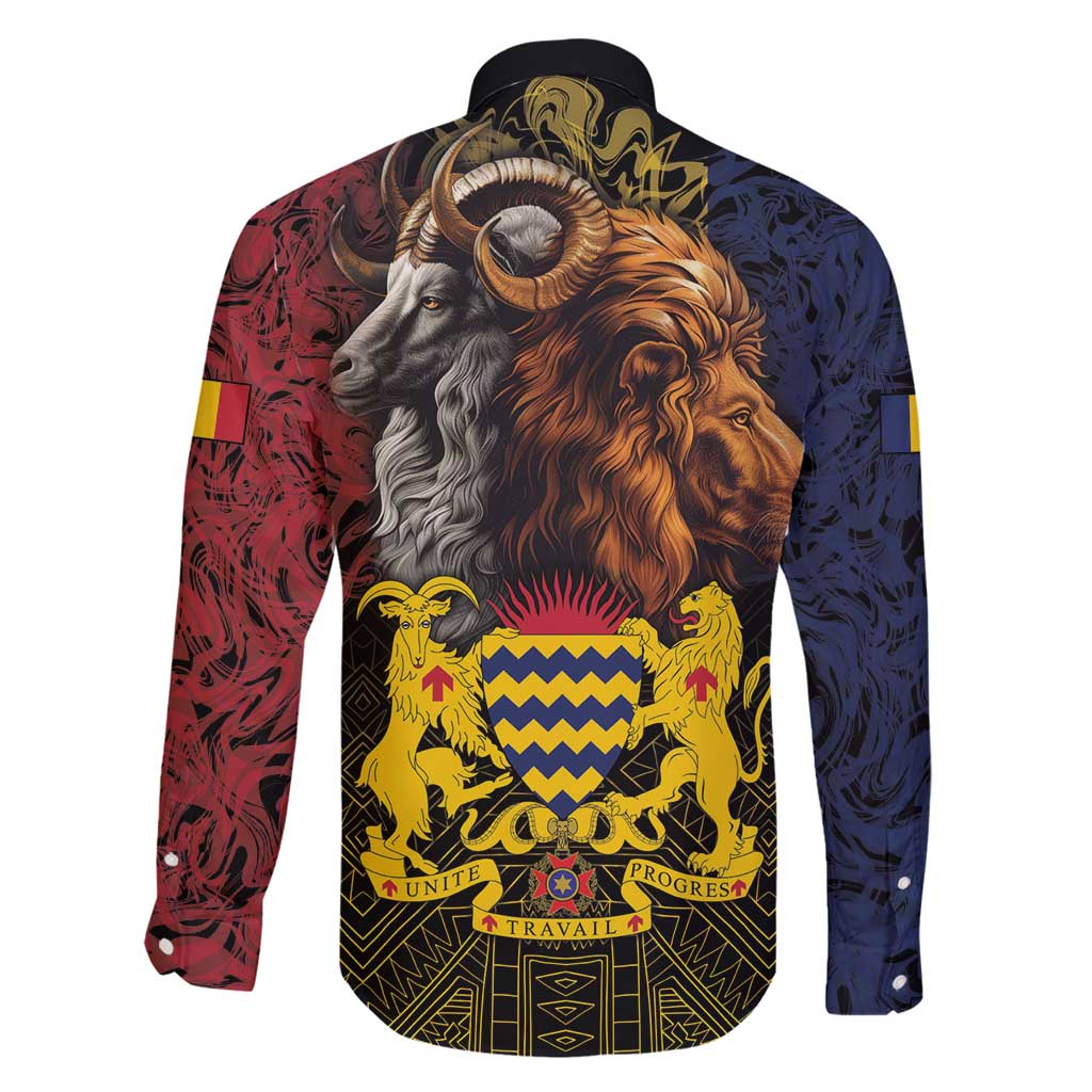 Chad Independence Day 1960 Family Matching Long Sleeve Bodycon Dress and Hawaiian Shirt Tchad Goat and Lion African Pattern - Wonder Print Shop