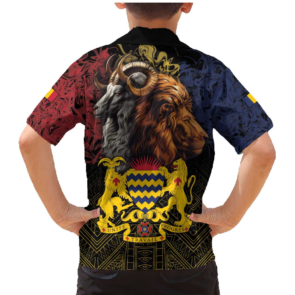 Chad Independence Day 1960 Family Matching Mermaid Dress and Hawaiian Shirt Tchad Goat and Lion African Pattern - Wonder Print Shop