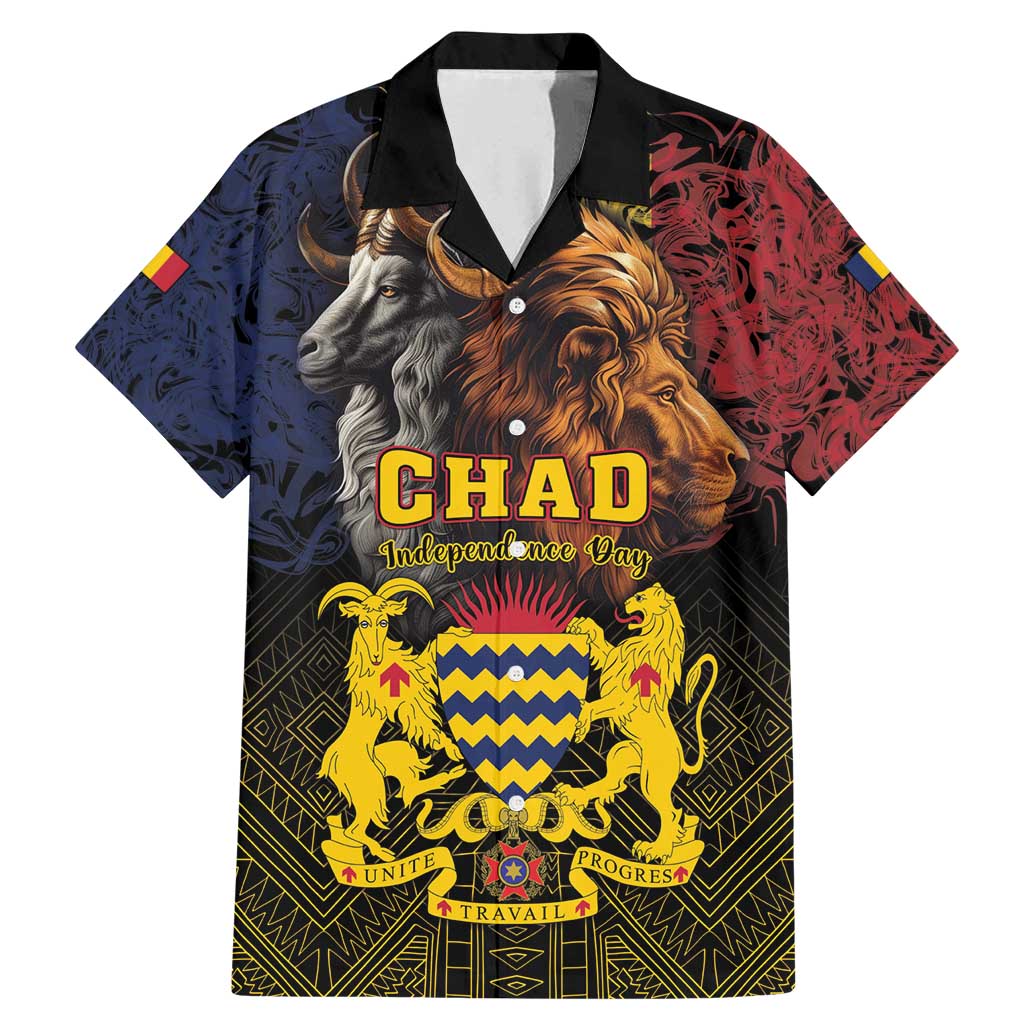 Chad Independence Day 1960 Family Matching Mermaid Dress and Hawaiian Shirt Tchad Goat and Lion African Pattern - Wonder Print Shop