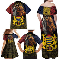 Chad Independence Day 1960 Family Matching Off Shoulder Maxi Dress and Hawaiian Shirt Tchad Goat and Lion African Pattern - Wonder Print Shop