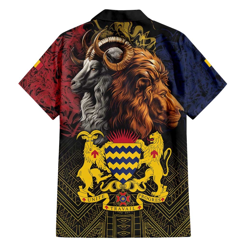 Chad Independence Day 1960 Family Matching Off Shoulder Maxi Dress and Hawaiian Shirt Tchad Goat and Lion African Pattern - Wonder Print Shop