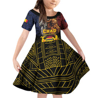 Chad Independence Day 1960 Family Matching Off Shoulder Short Dress and Hawaiian Shirt Tchad Goat and Lion African Pattern - Wonder Print Shop