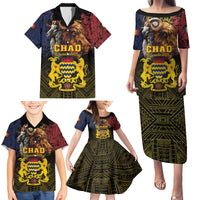 Chad Independence Day 1960 Family Matching Puletasi and Hawaiian Shirt Tchad Goat and Lion African Pattern - Wonder Print Shop