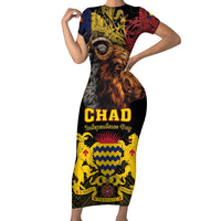 Chad Independence Day 1960 Family Matching Short Sleeve Bodycon Dress and Hawaiian Shirt Tchad Goat and Lion African Pattern - Wonder Print Shop