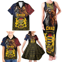Chad Independence Day 1960 Family Matching Tank Maxi Dress and Hawaiian Shirt Tchad Goat and Lion African Pattern - Wonder Print Shop